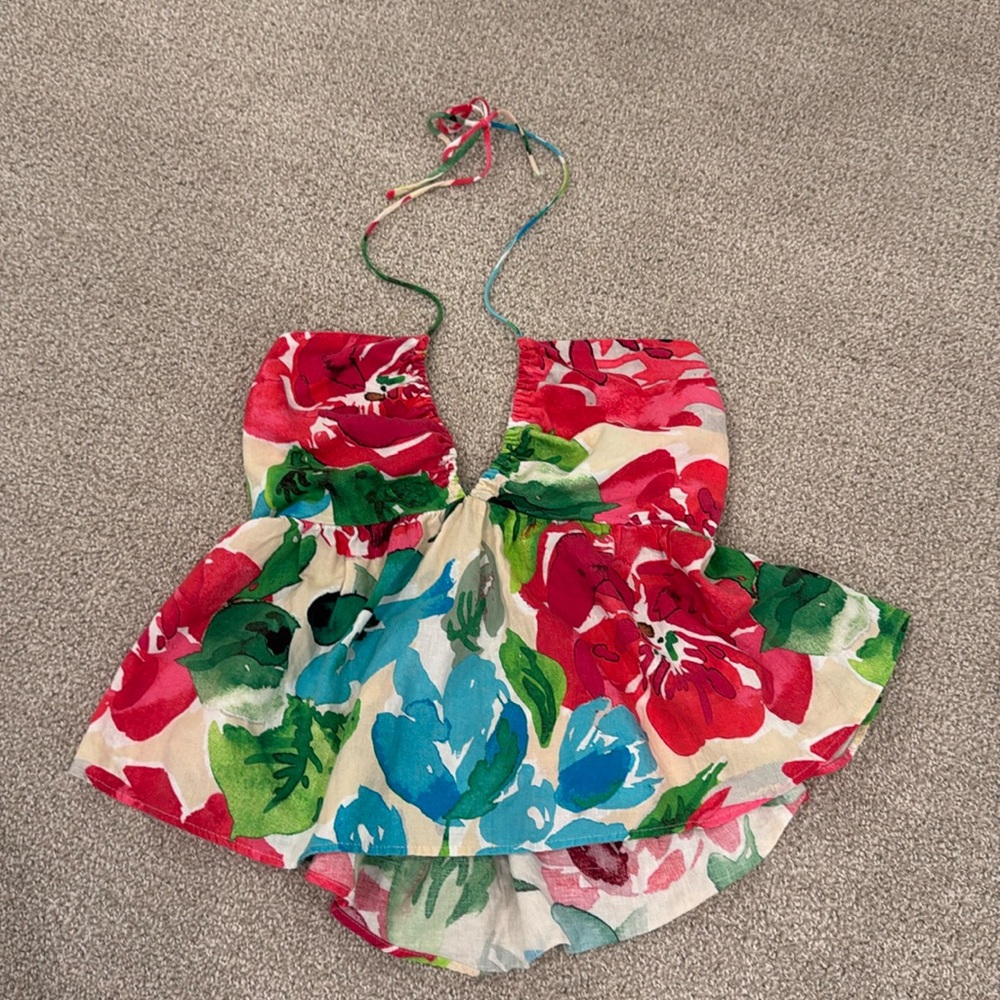 Multicolor floral Halter beachy top
